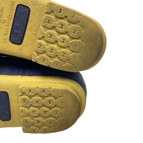 LL BEAN Women’s 8W Navy Brown Leather Classic 8 Inch Unlined Duck Bean Boots - Picture 9 of 10